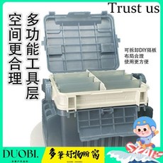 Duobi多筆 路亞箱 多功能加厚可坐可提 漁具收納 高透明箱 大容量配件收納工具箱 CBGE, 小號 螢光綠,箱子+2個竿插, 1個