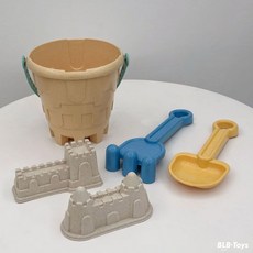 兒童麥稈沙灘玩具 滑行仿真卡車沙鏟沙模 戶外室內過家家玩具, ins沙灘桶5件套：黃色, 1個