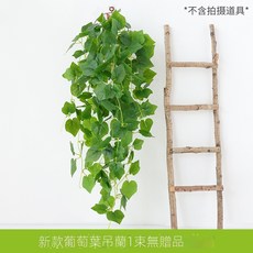 仿真綠蘿客廳掛墻綠植 壁掛植物裝飾 垂吊假花藤 條室內藤蔓吊蘭吊籃, 綠色 新款葡萄吊蘭1束, 1個