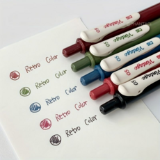 레트로 감성 빈티지 컬러 젤 펜 5색 세트, 1세트, 혼합컬러(레드,올리브,블루,핑크,블랙)