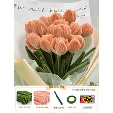 꽃다발 재료 시들지않는 꽃 연꽃 튤립 인테리어소품 공예, 라이트애프리콧 튤립 약 16송이 50개 설명서