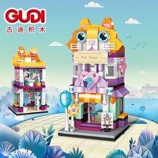 스트리트 빌딩블록 장식품, 귀여운 애완동물 가게, 1개