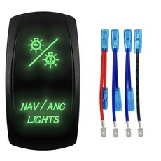 SXS 해양 와이어 점프 녹색 밴 로커 전등 토글 YJ 요트 지프 보트 JK 자동차 24V 트럭 PC 트랙터 12V 포함 트레일러 차량 스위치, Nav Anv Lights, 1개