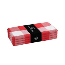 Softopia Cotton Buffalo 격자 무늬 천 냅킨 4개 세트 부드럽고 내구성이 뛰어나며 주름 방지 원단 저녁 식사 결혼식 레스토랑 뷔페 파티 크리스마스, 16" x 16" (Set of 4), 레드, 화이트 Softopia Cotton 14099