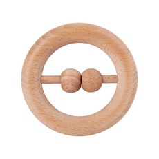 DFMEI 嬰兒卡通智力聽覺木質音樂感玩具幼兒可啃咬磨牙搖鈴櫸木無漆玩具, 1個, 如圖, 木鈴鐺