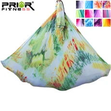 플라잉요가해먹 5m 공중 해맥 세트 오브르 실크 그라데이션 컬러 피트니스 스트레치 벨트 체육관 실내 스튜디오, Peacock, 1개