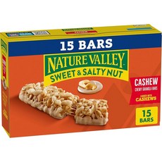 네이처 밸리 달콤하고 견과류 그래놀라 캐슈 15바 18온스, Nature Valley 그래놀라 네이처 밸리 바 달콤, 34g