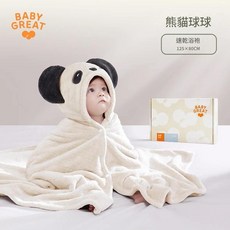 BABY GREAT 嬰兒浴巾斗篷浴袍, 熊貓球球, 1個