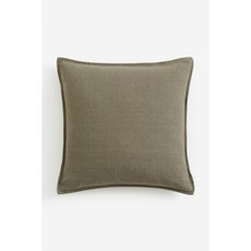 에이치앤엠 H&M 린넨 블렌드 쿠션 커버 - 다크 카키 그린 무지-334276