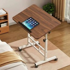 라온프리 각도조절 접이식 이동식 사이드테이블, 월넛