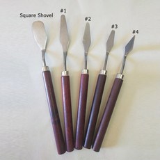 나무 손잡이 오일 페인트 나이프 스틸 팔레트 스테인레스 화가 키트 스크레이퍼 학생용, 05 5 Pcs