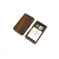 便攜式實木名片盒 磁扣名片夾, 名片盒（1個）,四磁吸黑胡桃, 1個