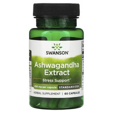 스완슨 아슈와간다 추출물 450mg 캡슐, 1개, 60정