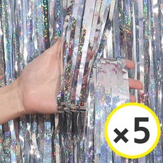 파티커튼 42colors 홀로그램/새틴/파스텔/샤이니 은박수술 포토월 벽 배경 장식커튼 [에브리띵스마일], 홀로그램 실버, 5개