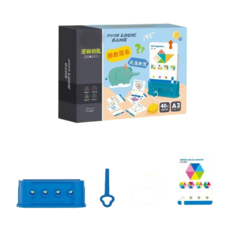 邏輯鑰匙開鎖益智玩具，字卡闖關邏輯思維訓練，形狀顏色配對認知玩具, 1個, 邏輯鑰匙-高階(建議4~6歲), 藍色