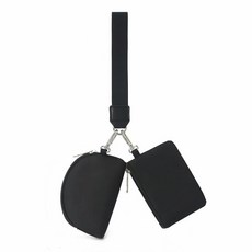 [ 989515 ] 여성용 고정 길이 손목 지갑 세트 - 이중 모양(사각형 및 반원형) 카드/동전/열쇠용 지퍼 파우치 | 11.9cm(4.7인치) 조절 불가능한 체육관 핸즈프리