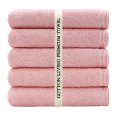 코튼리빙 역대가 가성비 고급 호텔 수건 40수 170g 타올, 핑크, 5개