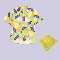 潔白 夏款花朵翻領童襯衫