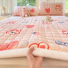 겨울 매트리스 토퍼 접이식 방지 미끄럼 따뜻한, 1cm, 하트 래빗 B