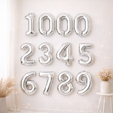 브로키 숫자 은박 풍선 12p 세트, 1세트, 실버