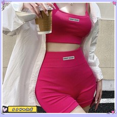 瑜伽服 速乾 運動服 健身服健身服弔帶美背外穿短款瑜伽服背心短褲兩件套裝女小個子