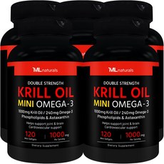 [미국빠른직구] 신제품 마이라이프 내추럴스 미니 크릴오일 오메가3 1000mg, 5개, 120정