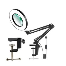 작업용 확대경 책상 스탠드 확대기 30배 클립형 독서용, 1개, A_블랙 조명조절 철제 클립