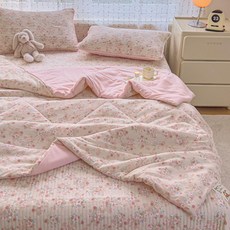 초정상점CHOJEONGSTORE 여름홑이불 쿨링이불 차렵이불, 가드니아 여름 - 오보 핑크, 더블 침대 200x230 cm