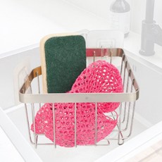 주방세제 거치대 수세미 걸이 받침대 코너 씽크대 수세미 거치대 정리대 정리 용품 소품선반, 3개, 실버