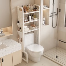 浴室落地置物架 智能馬桶上方收納架 紙巾架 衛生紙架, 防潮新款雙層加厚暖白色,內徑45外徑49, 1個