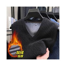 男裝 加絨加厚防風保暖無袖馬甲背心 V領 搖粒絨 工作 商務休閒 運動內搭