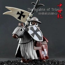 고대 중세 기사단 템플러 병사들 블록 성 십자가 군사 전쟁 말 원탁 조립 모델, 1개, 4. Knights of Tripoli 4
