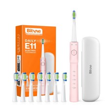 Bitvae Daily E11 充電即用 電動牙刷 (附贈8組刷頭)5種潔牙模式 長效續航, 粉紅色, 1個
