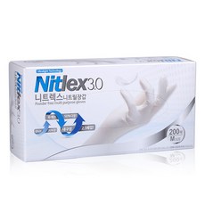 니트렉스 3.0 니트릴 장갑 M, 화이트, 1개