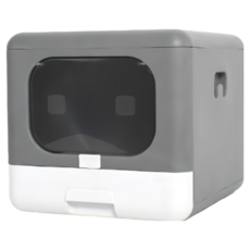 雙開口抽屜式防外濺折疊貓砂盆, 灰色,粉色, 1個