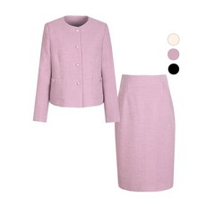 비비드시크릿가너 SET 여성 프렌치 라운드 겨울 정장 자켓+스커트 세트