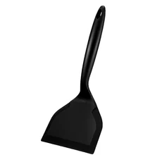 넓은 실리콘 주걱 삽 터너 Nonstick 튀김 생선 조리기구 계란 용 와이드 유연한, 01 검정색