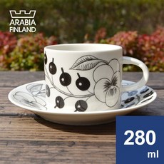 Arabia Paratiisi 天使國度 咖啡杯盤組 北歐 陶瓷 咖啡杯 咖啡盤 精緻餐具, 黑白復刻版, 1個