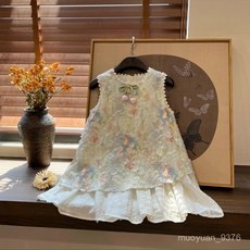 女童連衣裙夏季2025新款夏裝兒童韓版花卉無袖公主洋氣甜美背心裙 H63X