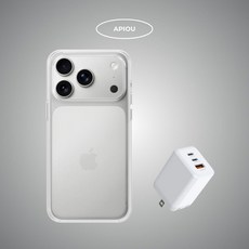 APIOU iPhone 新機入門組 不發黃背板透明殼 65W 3孔伸縮插頭, 1個, iPhone 16 Pro Max,透黑/一般款 (非磁吸)