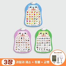 아기 말하는 벽보 사운드 학습 포스터 0~1세 언어발달 교육 장난감 벽걸이, D. 과일 채소 동물 교통