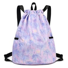 유니콘 드로스트링 백 키즈 가방 레인보우 체육관 스트링 백팩 벌크 여학생용 댄스 방수 나일론 스포츠 원사이즈 핑크, Medium, Coconut Tree Pink