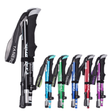 輕量化可調節折疊登山杖 健行徒步手杖 戶外登山裝備, 紫, 1個