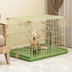 狗籠子小型犬泰迪室內傢用帶厠所分離中型犬柯基大型寵物狗狗籠子狗籠 狗屋 狗窩 狗房子, 環保一體式大底-黑灰色,M-中型75*50*44cm, 1個