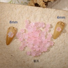 네일아트재료 네일파츠 로즈 장미꽃 파츠, 장미꽃6mm 핑크, 50개