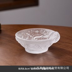 龍琉璃公道杯 磨砂高檔玻璃公杯 耐熱手工古法冰凍燒琉璃公杯茶具, 1個, 【龍淵】品茗杯,透明