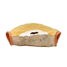 升級版貓咪隧道 貓隧道 貓玩具 貓窩, 1個, 有喵病 四季通用貓咪隧道-上開式(黃)