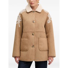 에르마노피렌체 플로럴 아플리케 시어링 안감 코트