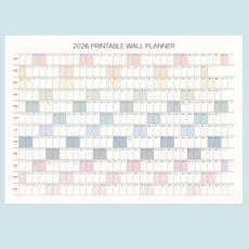 2026 한장 연간 달력 포스터 계획표 [2종 A1 대형 연력 낱장 캘린더 1년 벽걸이 벽 작심일년 플래너], 줄달력(2026), 1개, 추가구매안함