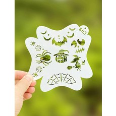 페이스페인팅도안 그림 취미 도안 행사 32개세트 스텐실, 1개, 검정 손가락 스펀지 6개 세트